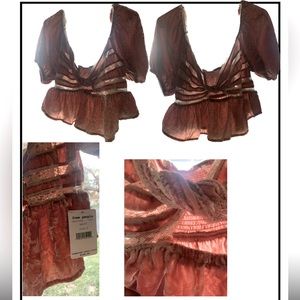 Aesthetic Romantic Velvet and Lace Top Free People Brand